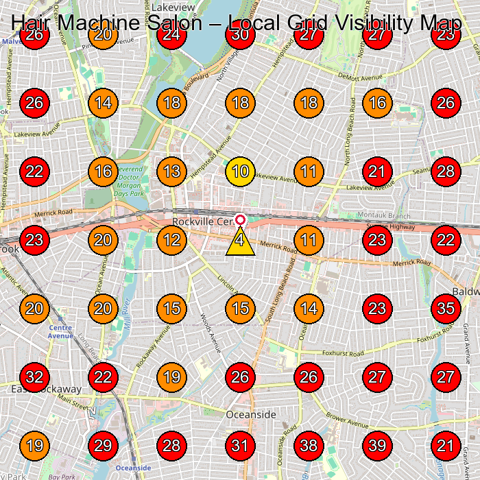 Hair Machine Salon GeoGrid visibility map for Beauty Salon in Rockville Centre